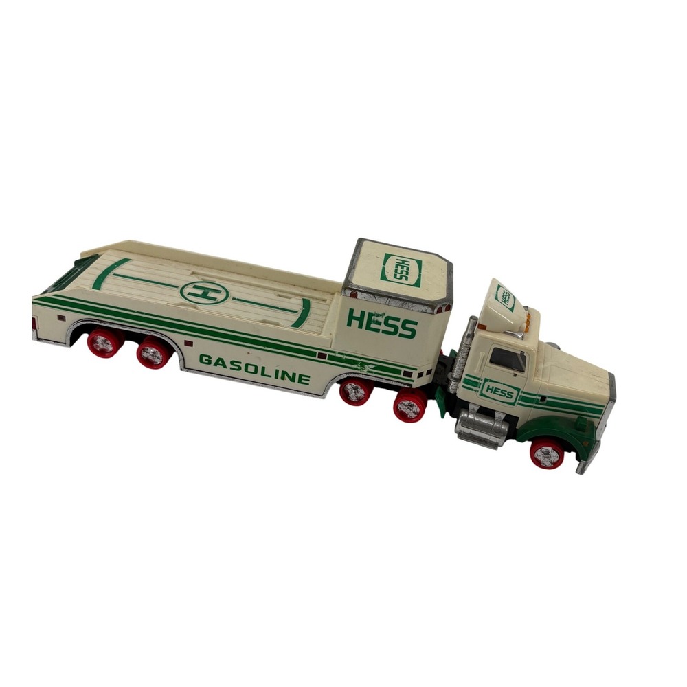 Hess Toy‎ Truck Unisex White 1995 Truck and Helicopter Gasoline Flatbed Trailer